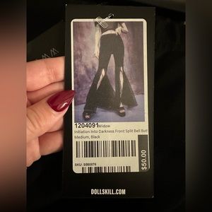 Widow by Dolls Kill Black Cut Out Flare Pants Size M